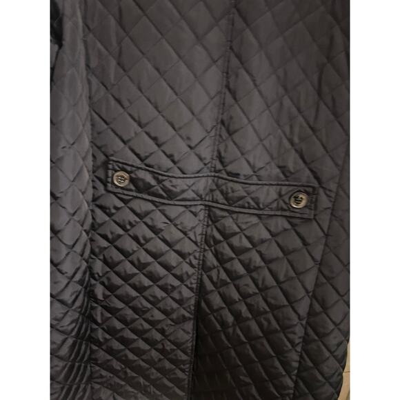 Lauren Ralph Lauren Women's 1X Double-Breasted Diamond Quilted Navy Barn Coat - Picture 11 of 11